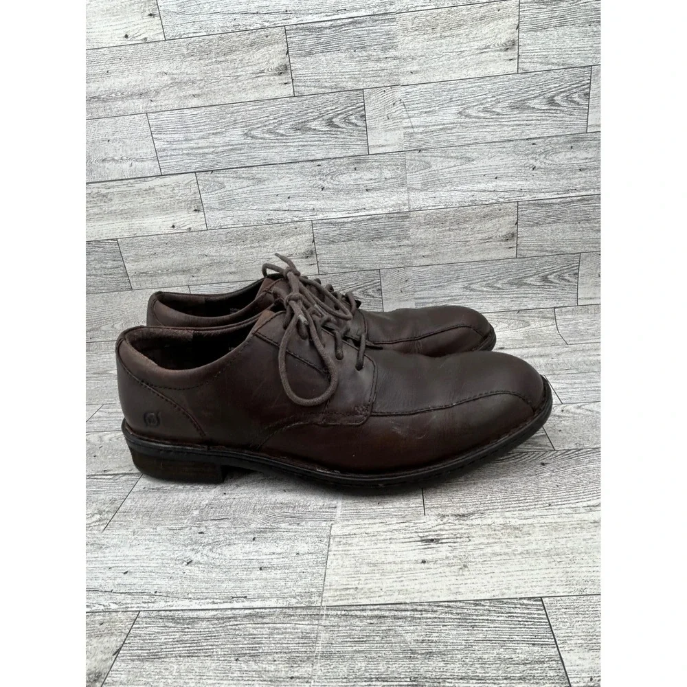 Born‎ Men H14052 Brown Leather Derby Shoes Square Toe Lace Up Oxfords Size 10M